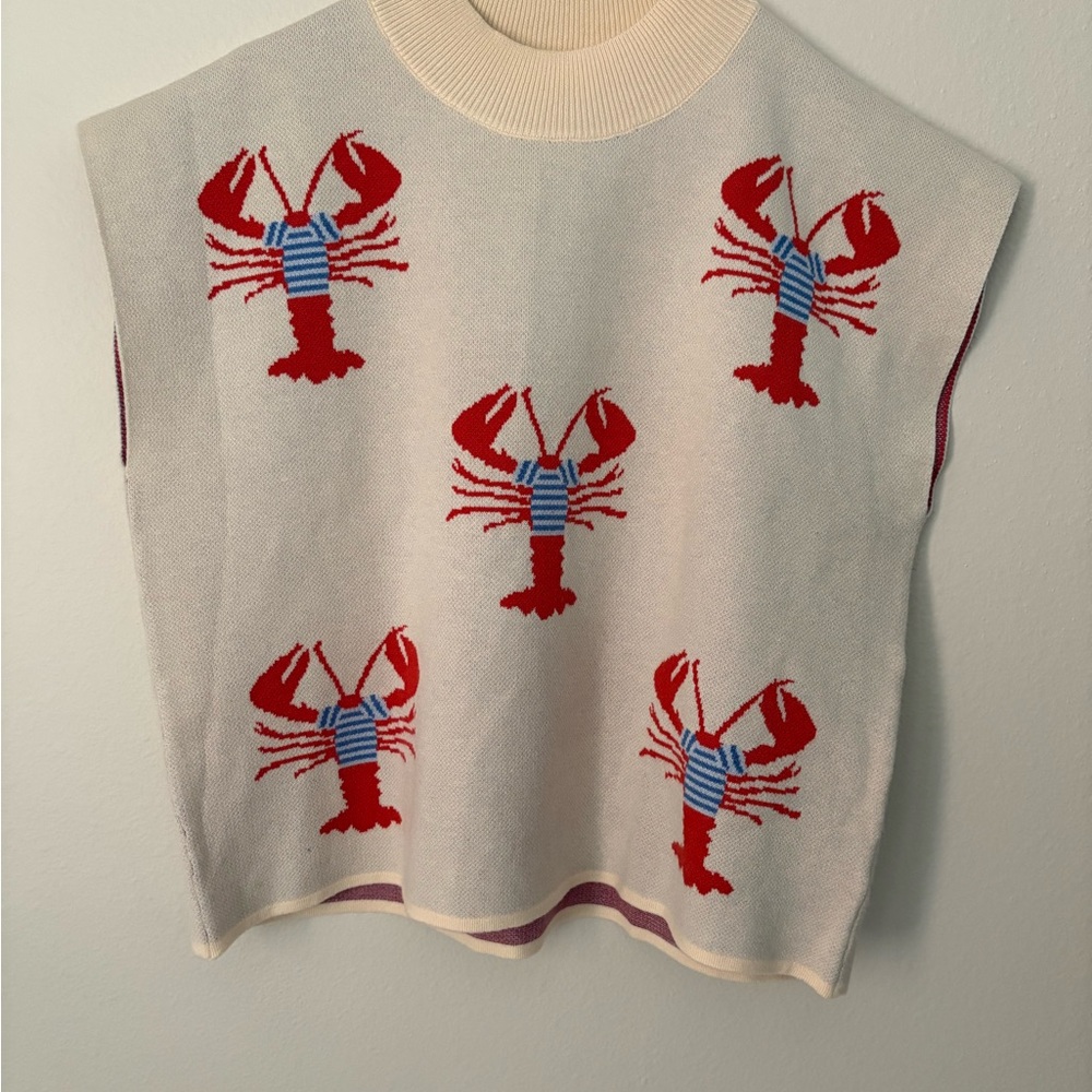 entro Cream Ribbed-Neck Knit Top with Subtle Multicolor Detail - Picture 7 of 8